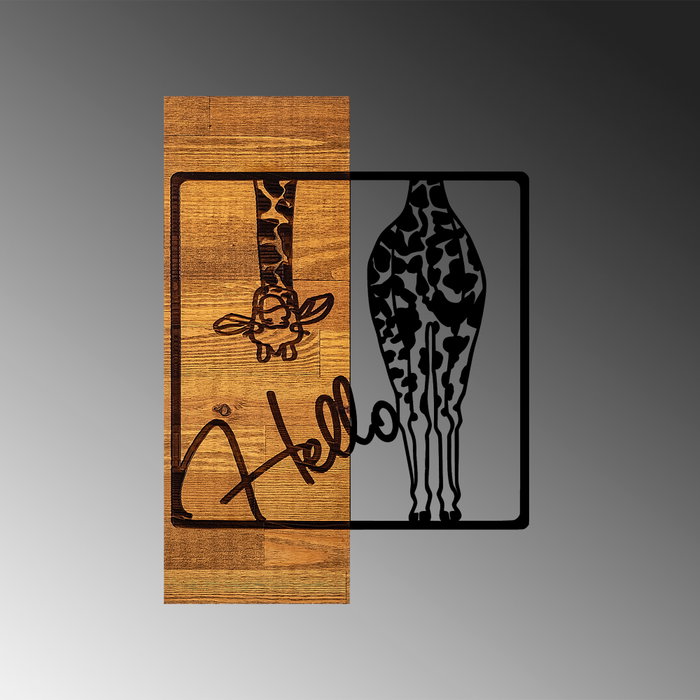 Wallity Hello Accesorio Decorativo de Pared en Negro y Nogal Claro Wallity Hello Accesorio Decorativo de Pared en Negro y Nogal Claro